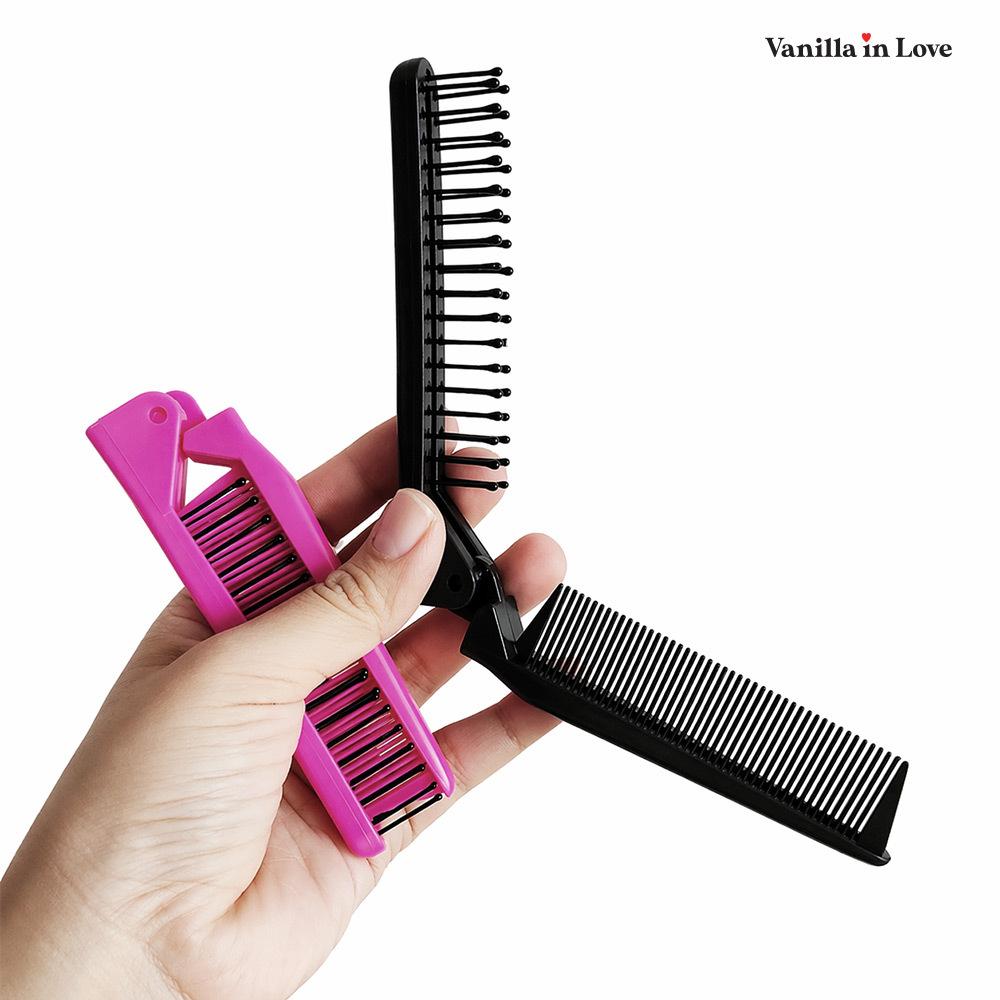 HB05 หวีพลาสติกพับได้ หวีพับ folded comb สองด้าน สำหรับพกพา