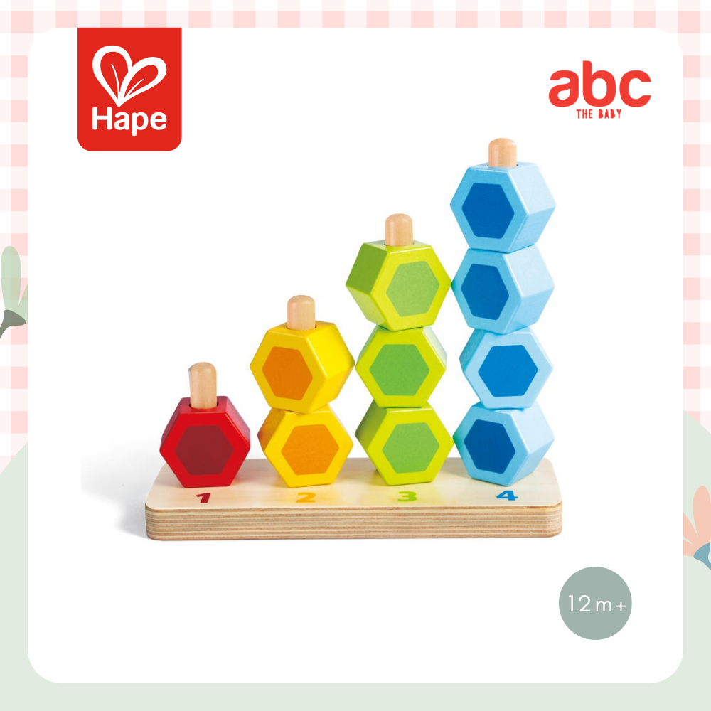 Hape ของเล่นไม้ ตัวต่อฝึกนับหกเหลี่ยม Counting Stacker ของเล่นเสริมพัฒนาการ 1 ขวบ ขึ้นไป