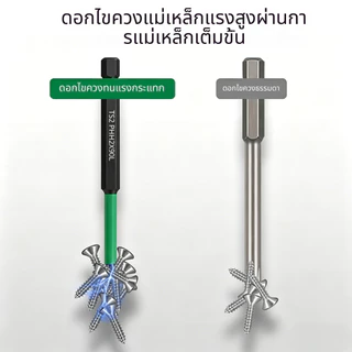 [5 ชิ้น]ไขควงแม่เหล็ก ชุดดอกไขควงแม่เหล็ก ดอกไขควงหกเหลี่ยม S2 ก้านหกเหลี่ยม 1/4 นิ้ว ความยาว 25-90 มม.