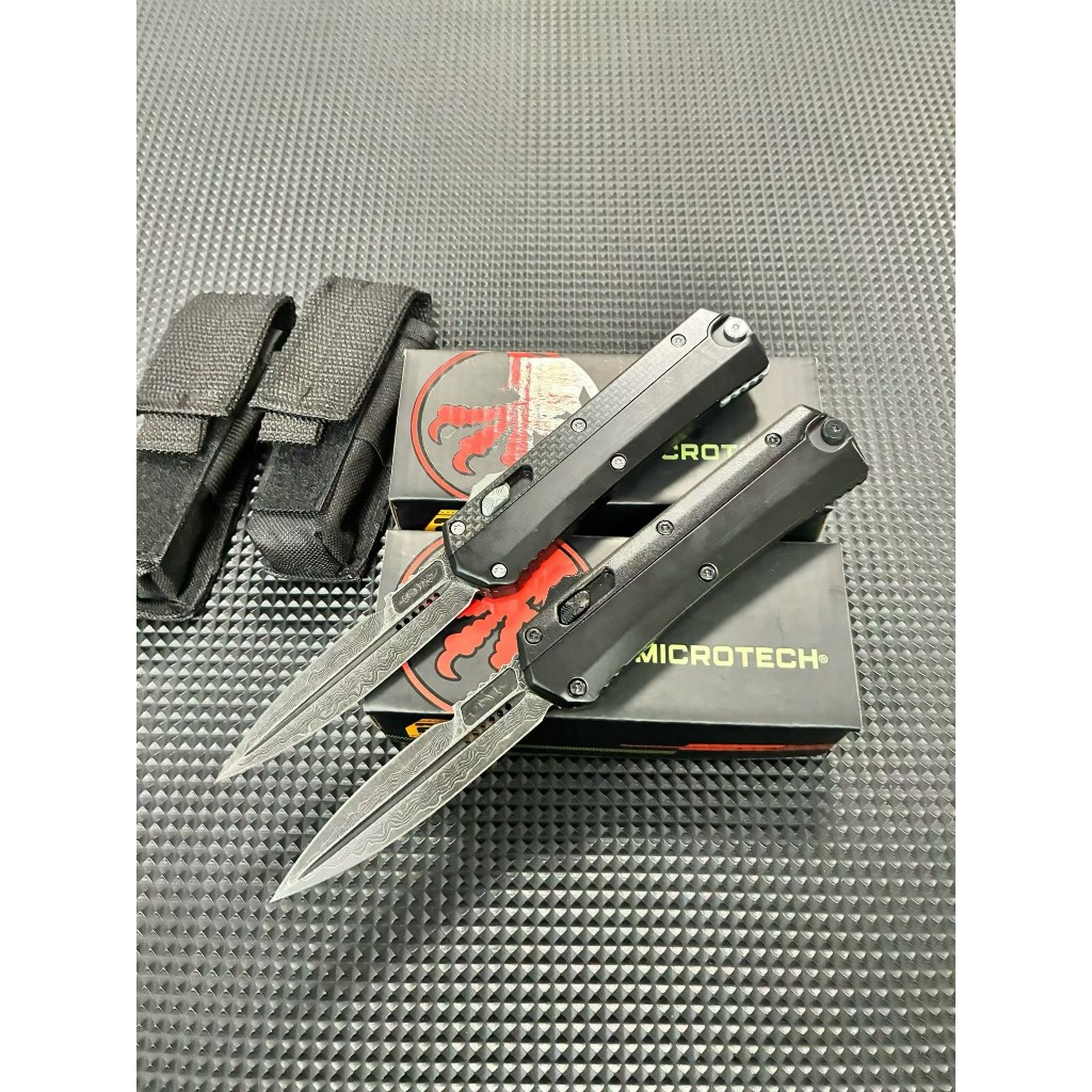 Microtech เทพพญานาค รุ่น Black Blade วัสดุตัดขอบ: เหล็กดามัสกัสมีคมสีดำ ความแข็ง: 58-60HRC