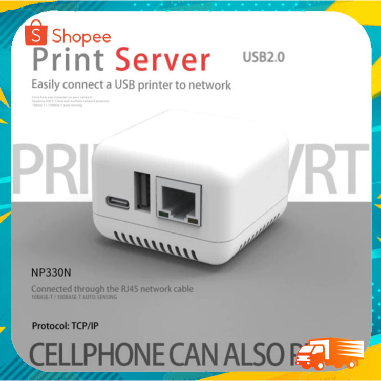 Print Server Mini NP330 Network USB 2.0 Print Server High Quality ใช้สายแลน ( ปริ้นเซิร์ฟเวอร์ )
