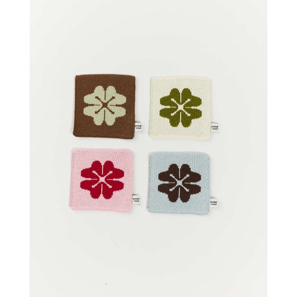 Somi Knit Coaster [พร้อมส่ง] แผ่นรองแก้วทอไหมพรมลายโลโก้ Pocket Wood