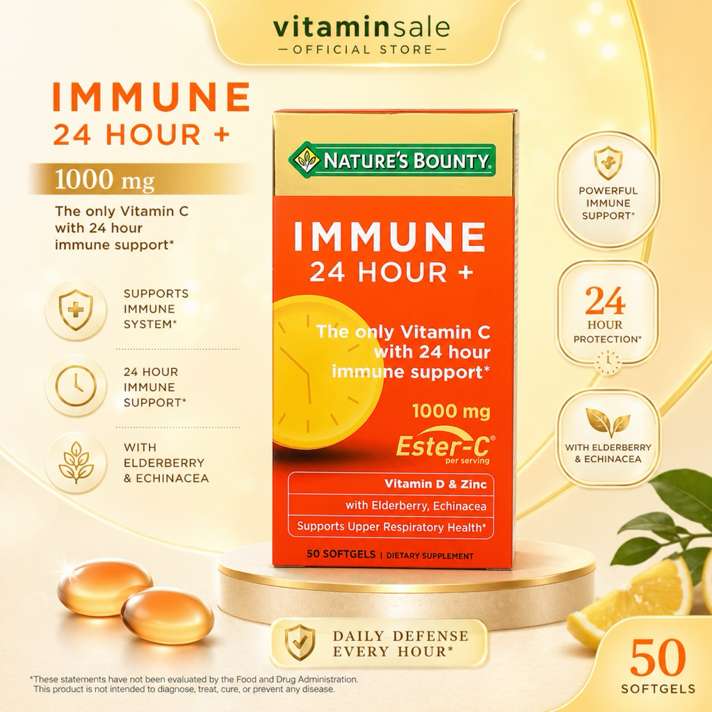 Nature's Bounty, Immune 24 Hour+ 500 mg 50 Softgels