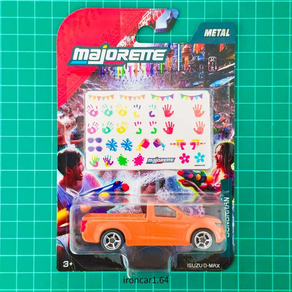 โมเดลรถ majorette Isuzu dmax รถกระบะ สีส้ม ล้อยาง