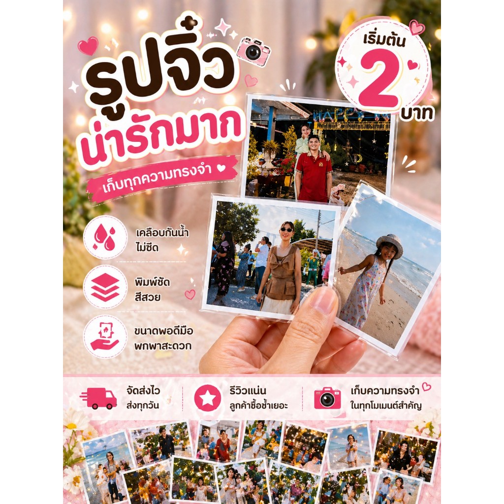 ปริ้นรูป 2x3 นิ้ว เริ่มต้น 2 บาท ถูกสุด คุ้มค่า สไตล์มินิมอล สีสวย #ส่งไว #แถมซองใสทุกใบ