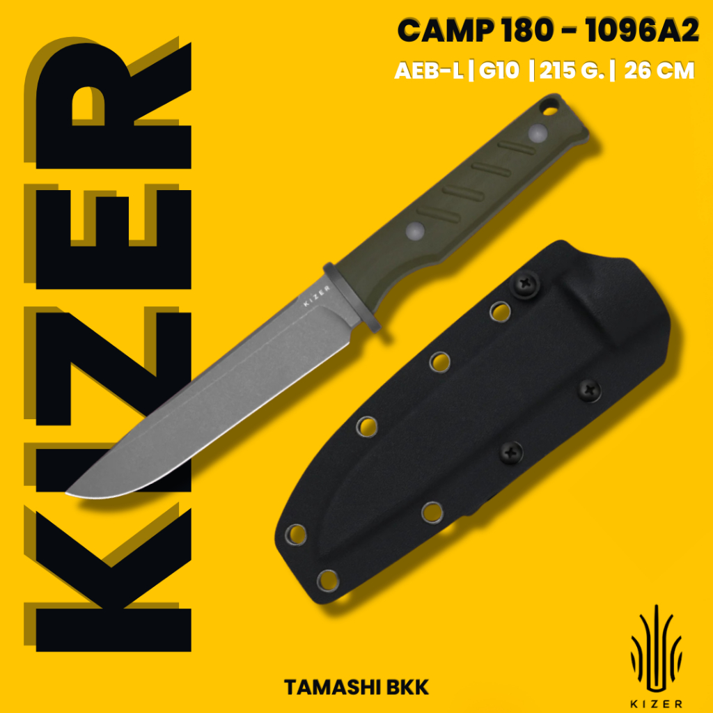 มีดพับ KIZER l Camp 180 | AEB-L | G10 | 1096A2 l ร้านมีดแท้ Tamashi BKK