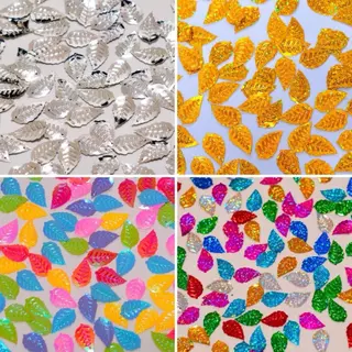 ใบไม้ ใบเลื่อม ใบส้ม ใบมังคุด ใบมะพร้าว กระพรวน ใบไม้พาสเทล ปกรณ์ตกแต่ง DIY 200 ชิ้น