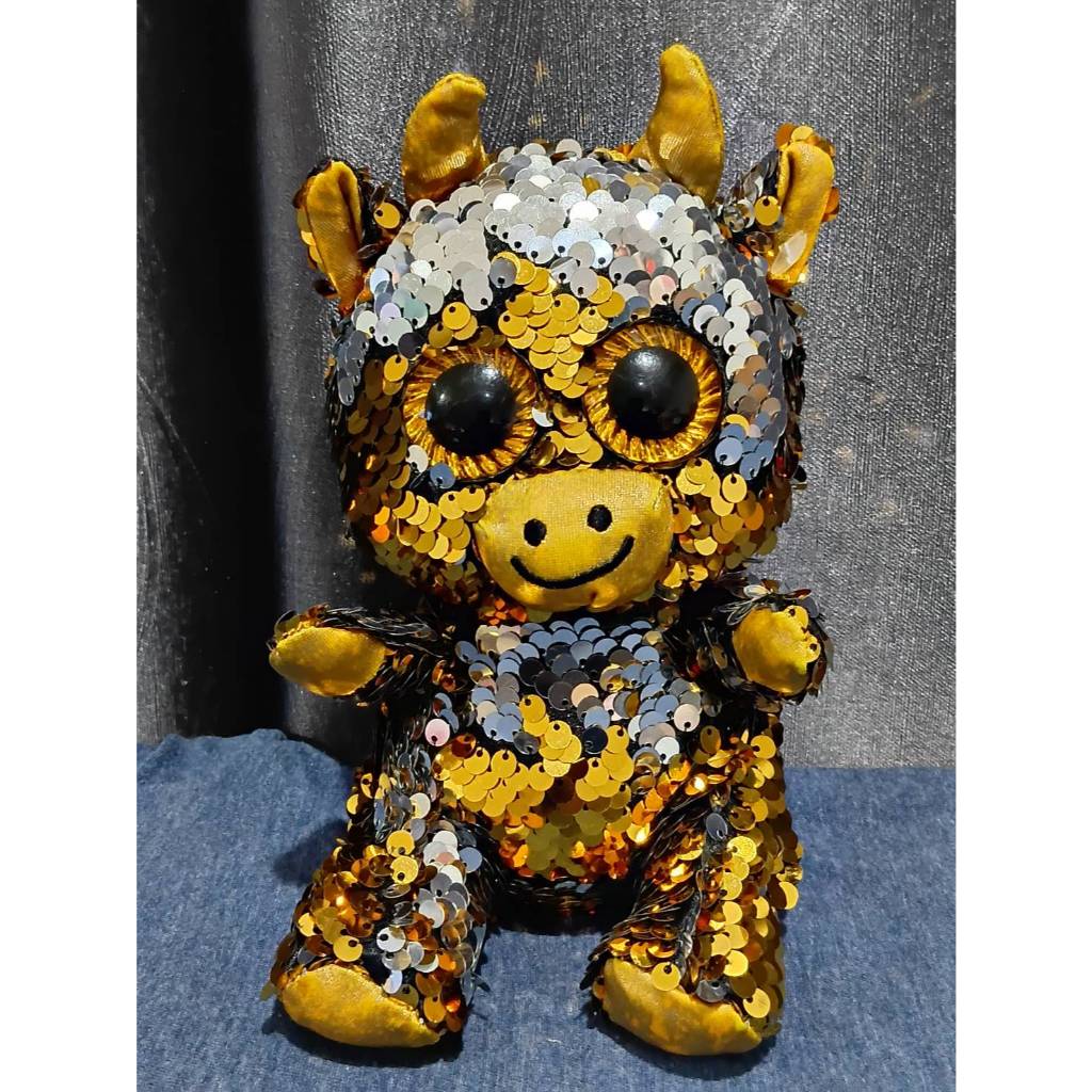 ตุ๊กตาวัวกระทิง Grin Studios Reversible Sequin Bling Plush BullS ขนาด 7.5 นิ้ว