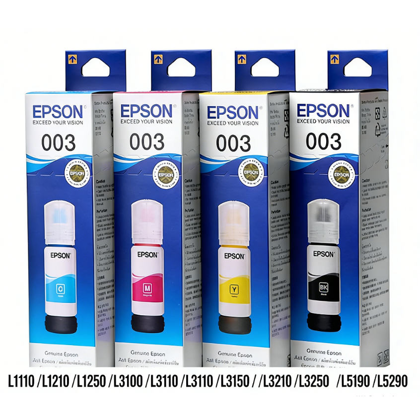 (with Box) Epson 003 Genuine Ink 65 ml 100% Original Product 4 Colors Bk, C, M, Y No Box L1110/L1210/L1216/L1250/L1256