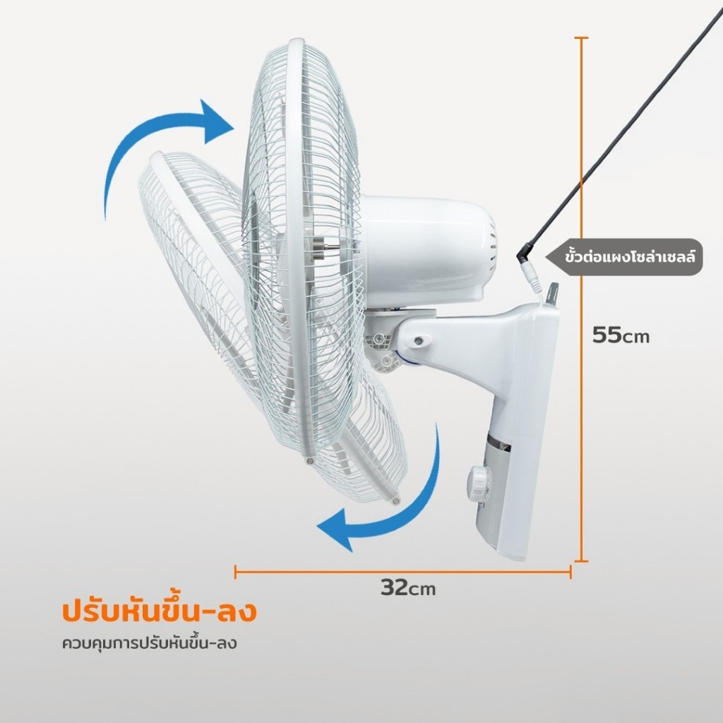 LUMIRA พัดลมติดผนัง 16 นิ้ว DC12V รุ่น LFN-030 ส่าย 90 รูปที่ 3