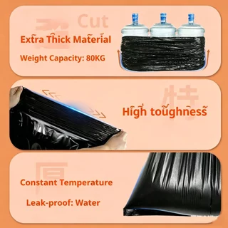 ถุงขยะ ใบหนา 50 ใบ สำหรับถังขยะ ยกโหล ขายส่ง ได้มาตรฐาน พร้อมส่งจากไทย ถุงหูหิ้วดำ