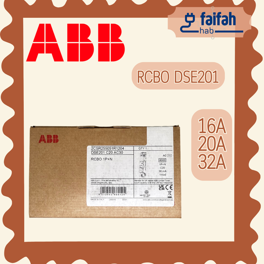 ABB เบรกเกอร์กันดูด RCBO DSE201 AC30