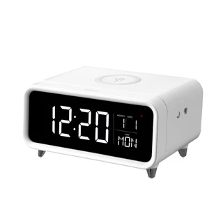 RIN นาฬิกาดิจิตอล 4LED มีไฟ ปรับความสว่างได้ นาฬิกาดิจิตอล จอLCD พร้อมชาร์จไร้สาย