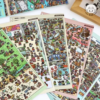 Tirado 9.0 ภูมิทัศน์สติกเกอร์คอลเลกชันเมืองนี้ Lattice Room Series 3D Miniature ฉาก diy สติกเกอร์