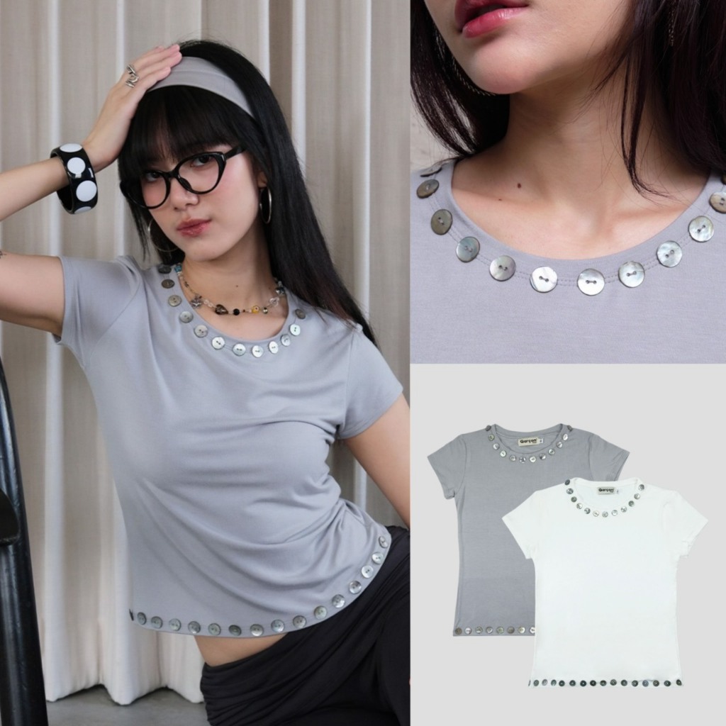 Garcon.dept | Garcon Shell buttons baby tee | เสื้อยืดเบบี้ทีมีกระดุม