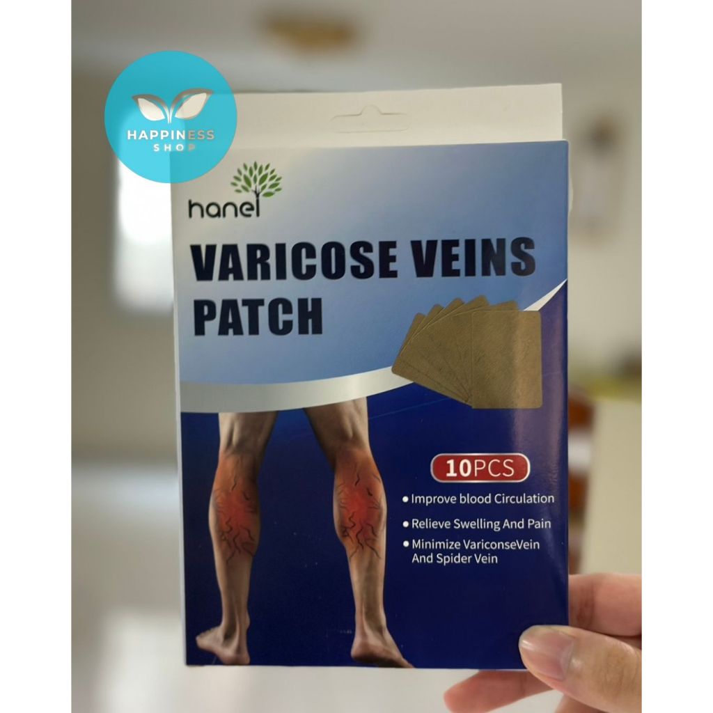 Hanel>>แผ่นแปะน่อง VARICOSE VEINS PATCH>> บรรเทาอาการเส้นขอด บริเวณน่อง 1กล่องมี 10 แผ่น พร้อมจ้ดส่ง
