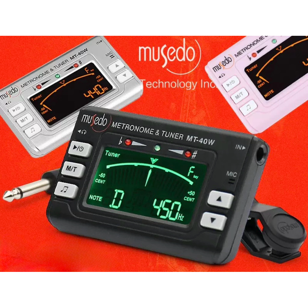 Musedo MT-40W ซึ่งเป็นอุปกรณ์ 3-in-1 รวมเครื่องตั้งสาย (Tuner), เมโทรนอม (Metronome) (Tone Generator) ไว้ในเครื่องเดียว