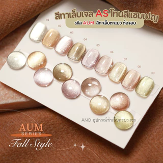 สีทาเล็บเจล สีแชมเปญ ตาแมว ลูกแก้ว AS รหัส AUM 9สี