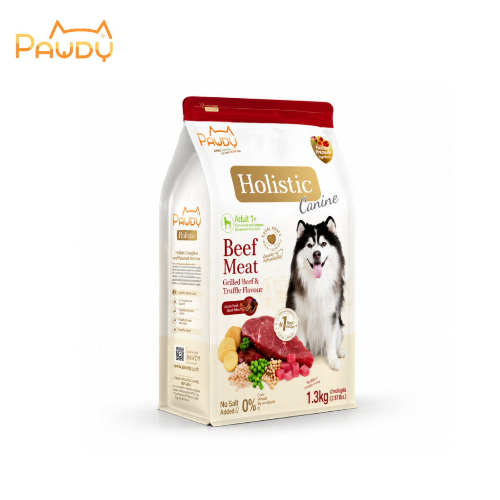 Pawdy Holistic อาหารสุนัขโต 1-6 ปี เนื้อวัวย่าง ทรัฟเฟิล เกรดพรีเมียม 1.3kg Petus Kingkaew