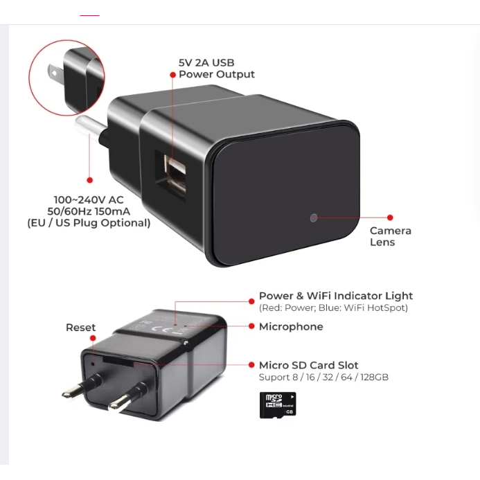 Spy Camera Wireless - WiFi - Camera with Remote View - 1080P HD Hidden Cam - Mini USB