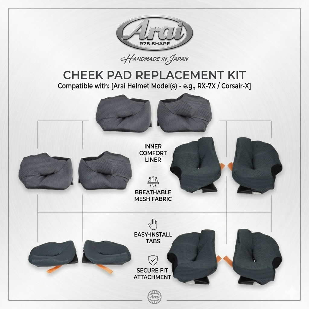 Arai RC IQ System Pad 054380 Helmet Interior Pad / ฟองน้ำรองในหมวกกันน็อค Arai อะไหล่แท้