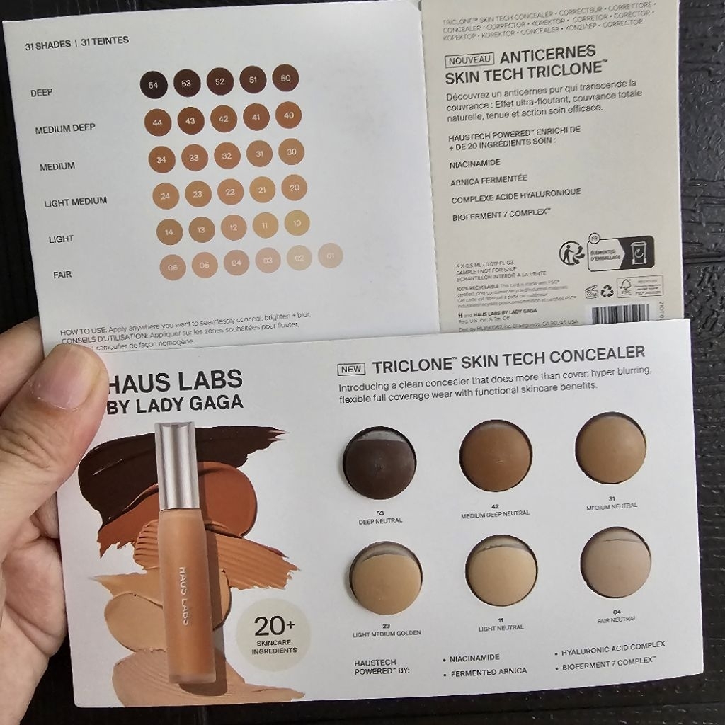 HAUS LABS Triclone Skin Tech Hydrating + De-puffing Concealer with Fermented Arnica เทสเตอร์ 6 สี