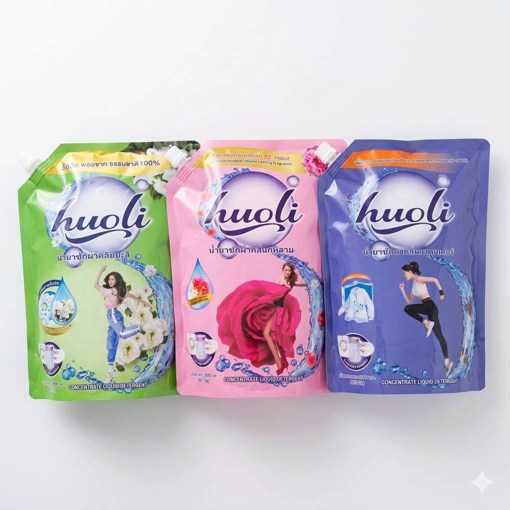 น้ำยาซักผ้า HUOLI 2000 มล. กลิ่นหอมติดทนนาน (กลิ่นกุหลาบ และลาเวนเดอร์)