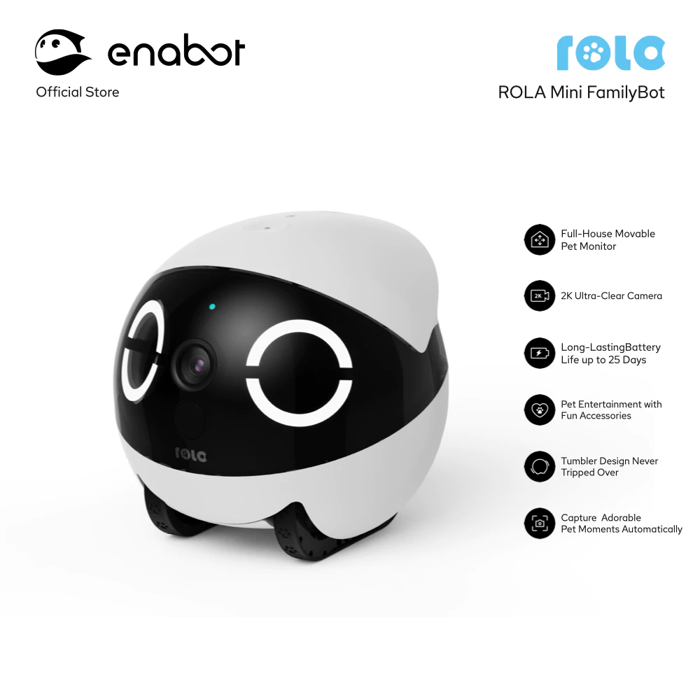 Enabot หุ่นยนต์กล้องอัจฉริยะ ROLA Mini FamilyBot ติดตามสัตว์เลี้ยงของคุณได้ทุกมุมในบ้าน