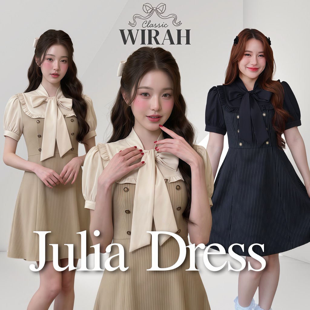 FW72SHR1 Julia Dress ชุดเดรสสั้นสไตล์สาวเกาหลีน่ารัก มีกระเป๋าใช้งานได้จริง