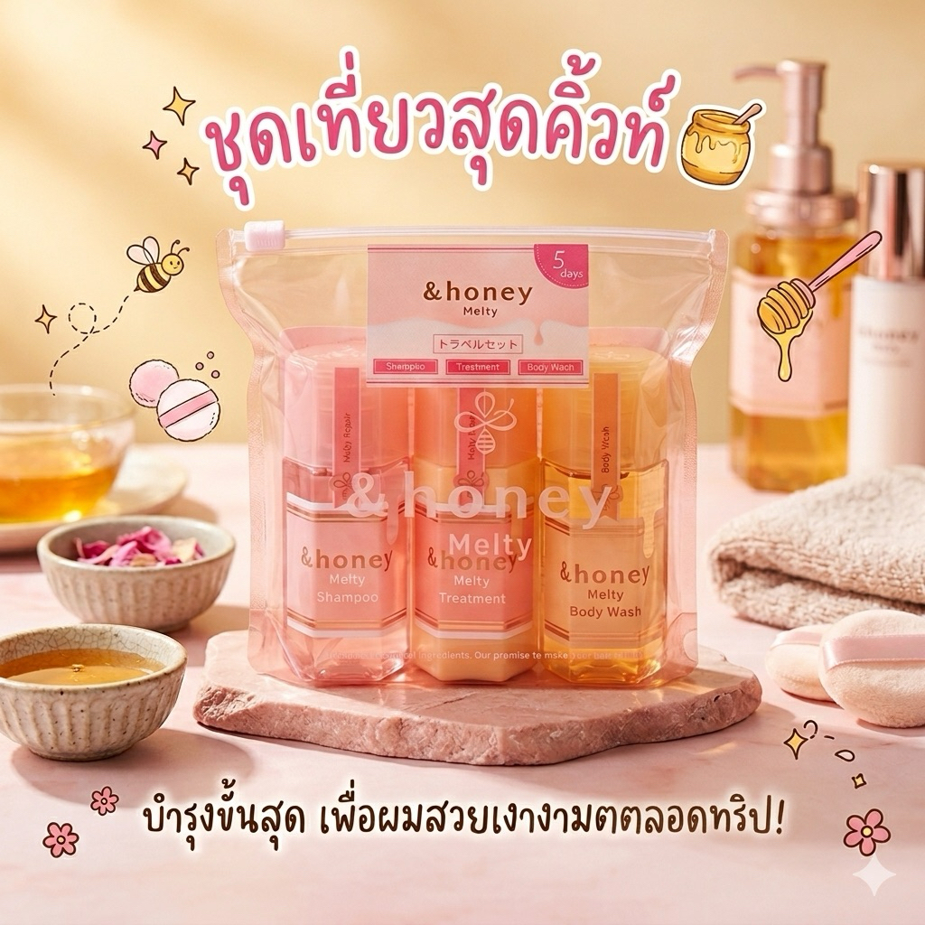 ‼️ของแท้จากญี่ปุ่น‼️&HONEY Melty Extra Moist Hair Treatment Limited แบบพกพา