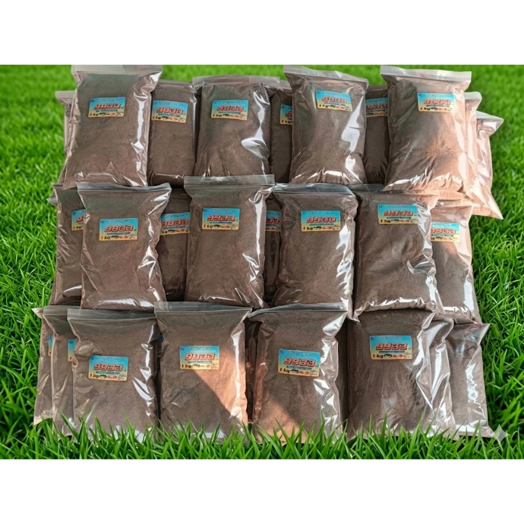 🐟อาหารปลากินพืช 9933 บดละเอียด CP แท้100% ไม่ผสม หัวเชื้อตกปลา โปรตีนสูง  แพ็ก 1 kg เต็ม ใช้เป็นเหยื่อตกปลาเกล็ดทุกชนิด thumbnail 10