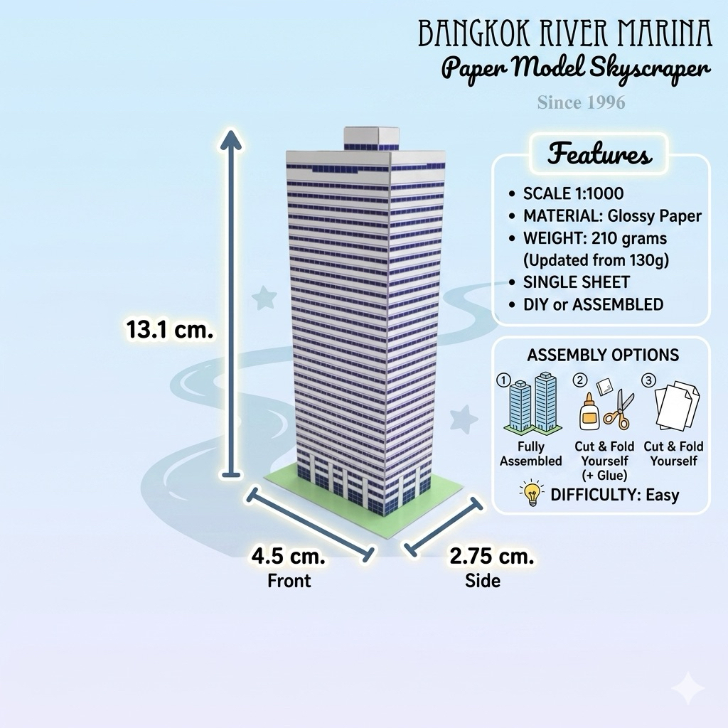 โมเดลตึกกระดาษ คอนโดฯ Bangkok River Marina ริมแม่น้ำเจ้าพระยา ถ.จรัญสนิทวงศ์ สูง 33 ชั้น