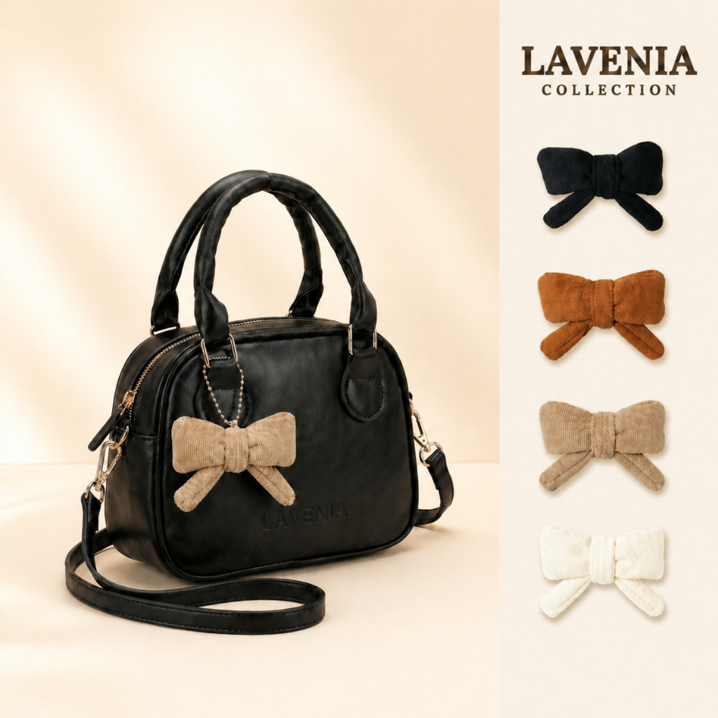 กระเป๋าสะพายข้างผู้หญิง LAVENIA หนัง  ทรงมินิ มีโบว์แต่งน่ารัก สะพายไหล่ ถือได้ ใช้ได้ทุกวัน ของขวัญผู้หญิง