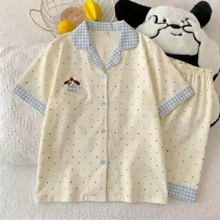 ชุดนอนไหมญี่ปุ่น แขนสั้นขาสั้น ผ้านิ่มใส่สบาย สินค้าพร้อมส่ง