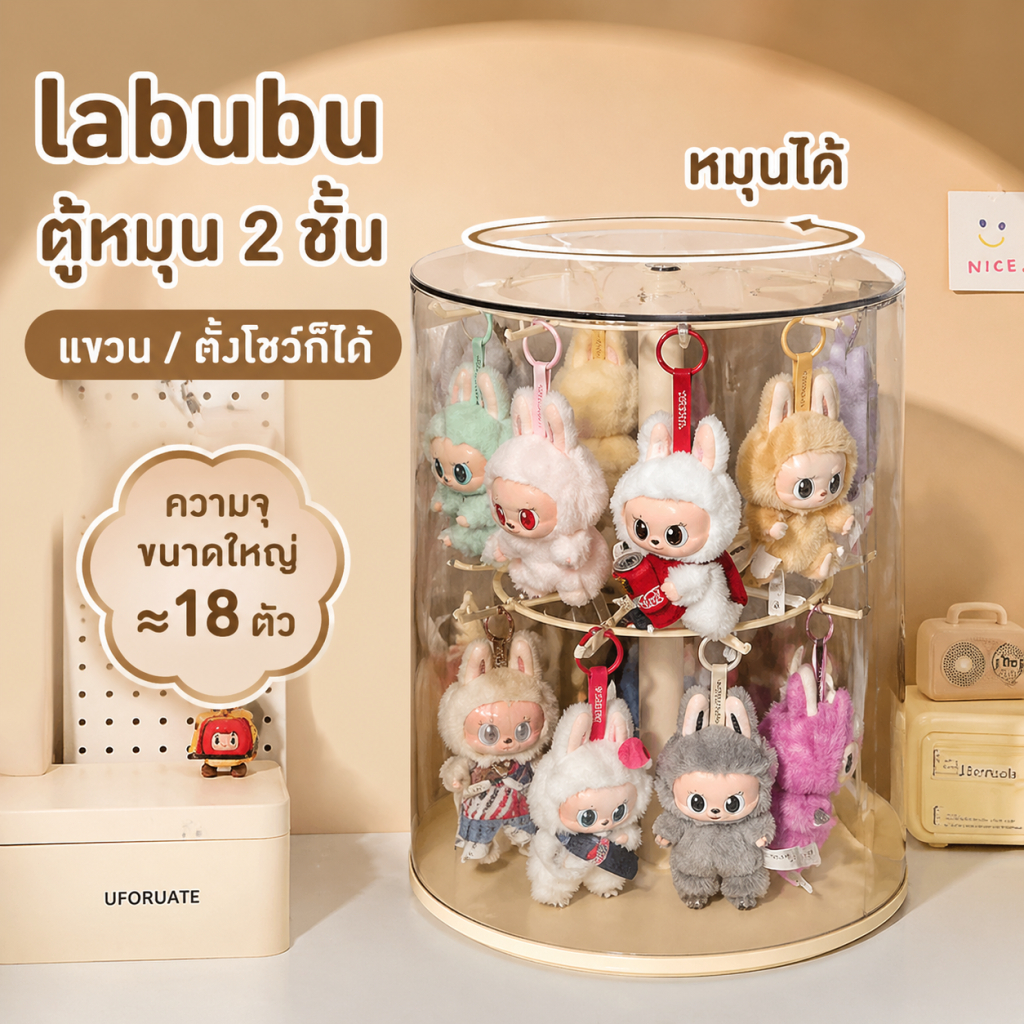 ส่งเร็วทันใจ กล่องเก็บของแบบหมุนได้ กล่องโชว์ฝุ่นลาบูบู 18ตำแหน่งแขวน อะคริลิคใส มิดชิดกันฝุ่น ตู้โชว์อเนกประสงค์ จัดเก็