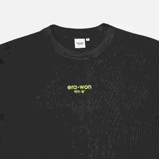 era-won เสื้อยืดเอราวอนแขนสั้น RIB คอ2 ชั้น T-Shirt Oversize สำหรับคุณผู้ชาย สีกรม สกรีนLOGO KOREA สีเขียว