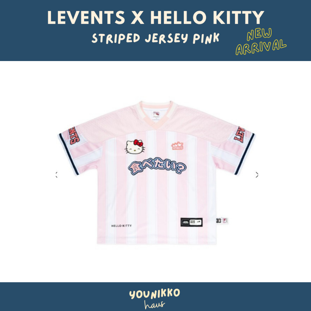 (พร้อมส่ง_ส่งด่วนได้) NEW Levents x Kitty เสื้อ striped pink jersey สีชมพู
