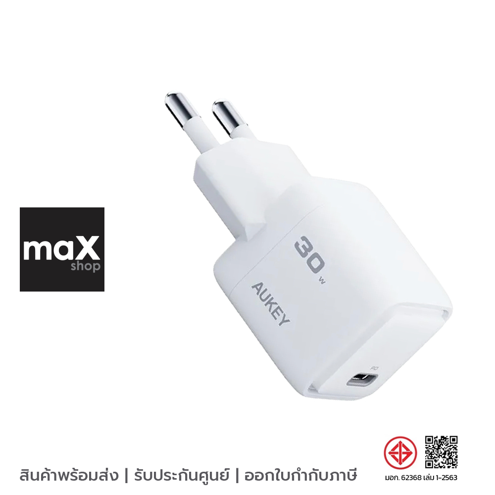 AUKEY หัวชาร์จเร็ว 30 วัตต์ PD with Gan III สีขาว รุ่น PA-C1