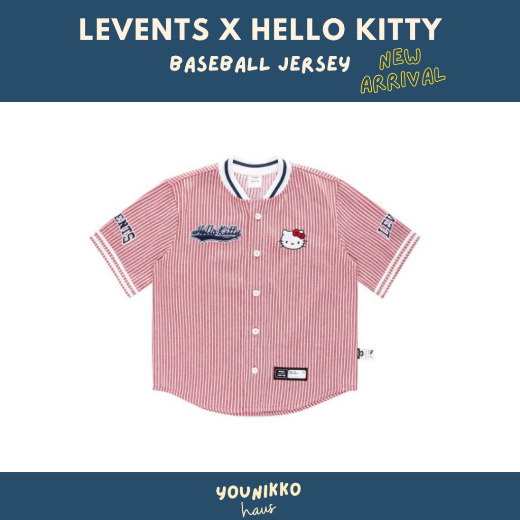 (พร้อมส่ง_ส่งด่วนได้) Levents x hello kit ty baseball jersey เสื้อเบสบอล