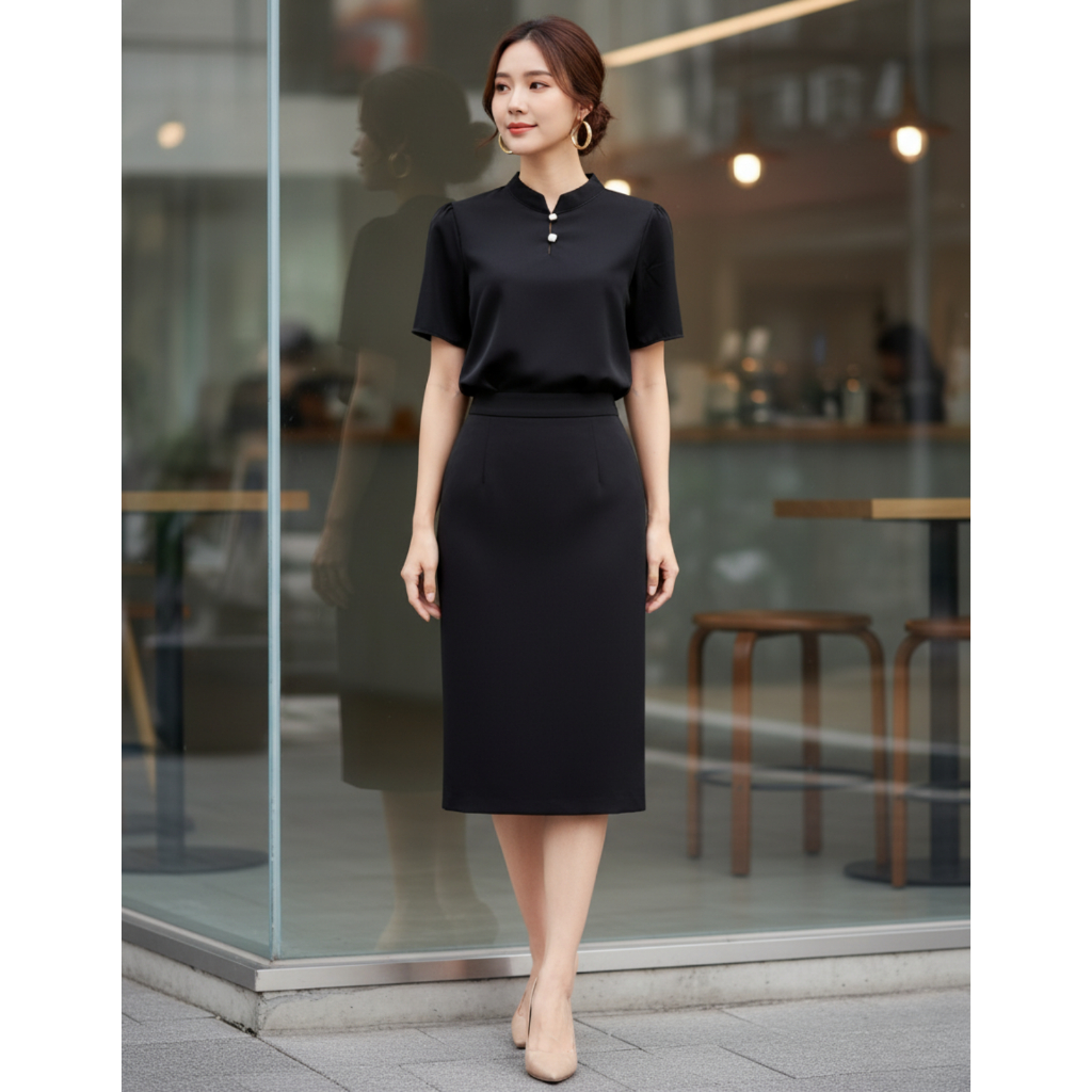 Unim เสื้อคอจีน Gen3 ผ้าBM ดำ