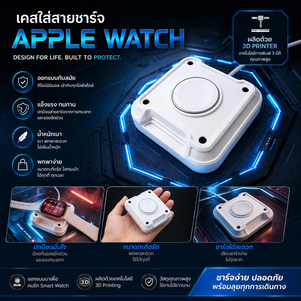เคสใส่สายชาร์จ สมาร์ทวอทช์ แท่นชาร์จ สำหรับ Apple Watch (ไม่รวมสายชาร์จ)