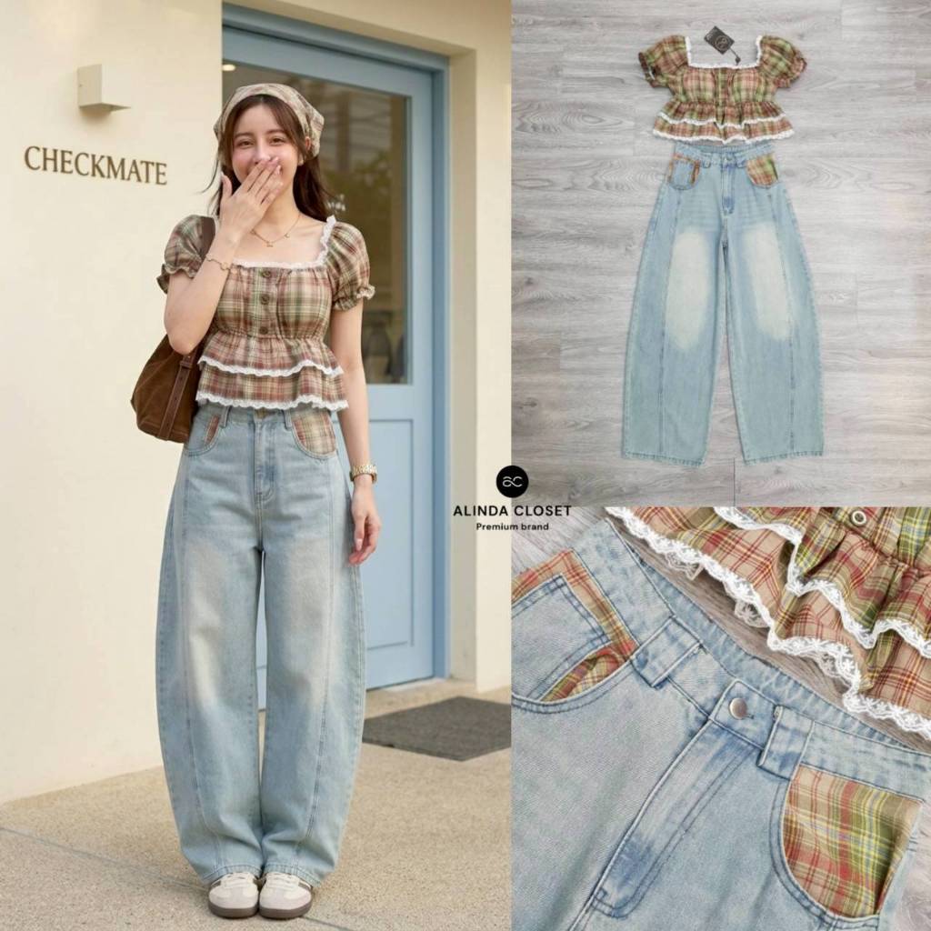 Alinda เซ็ตเสื้อซิปหลังแขนตุ๊กตาสุดชิค