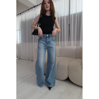 GAVANA Sculpt Line Denim Pants กางเกงยีนส์ขายาวทรงขากว้างตรง ( Wide Straight ) #P26012
