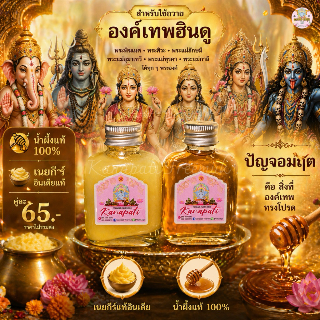 ปัญจะอมฤต เนยกีร์ น้ำผึ้ง ถวายองค์เทพ