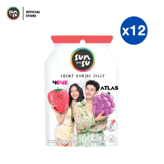 (แพ็ก 12) SUNSU 4EVE x Atlas ซันซุ เยลลี่ผสมบุก กลิ่นสตรอว์เบอร์รี่และองุ่น