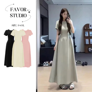 EVIOVIO【S-6XL】เดรสแขนสั้นฤดูร้อน สไตล์ฝรั่งเศส ทรงเอ (A-Line) เพิ่มลุคแฟชั่นสุดหรู ชุดเดรสผู้หญิงพลัสไซส์ ชุดไปงานแต่ง✨