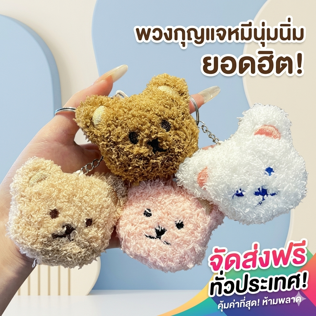 kingshopping(XXT08) พวงกุญแจ(หัวหมี)พวงกุญแจน่ารัก พวงกุญแจตุ๊กตา ขนนุ่มนิ่ม