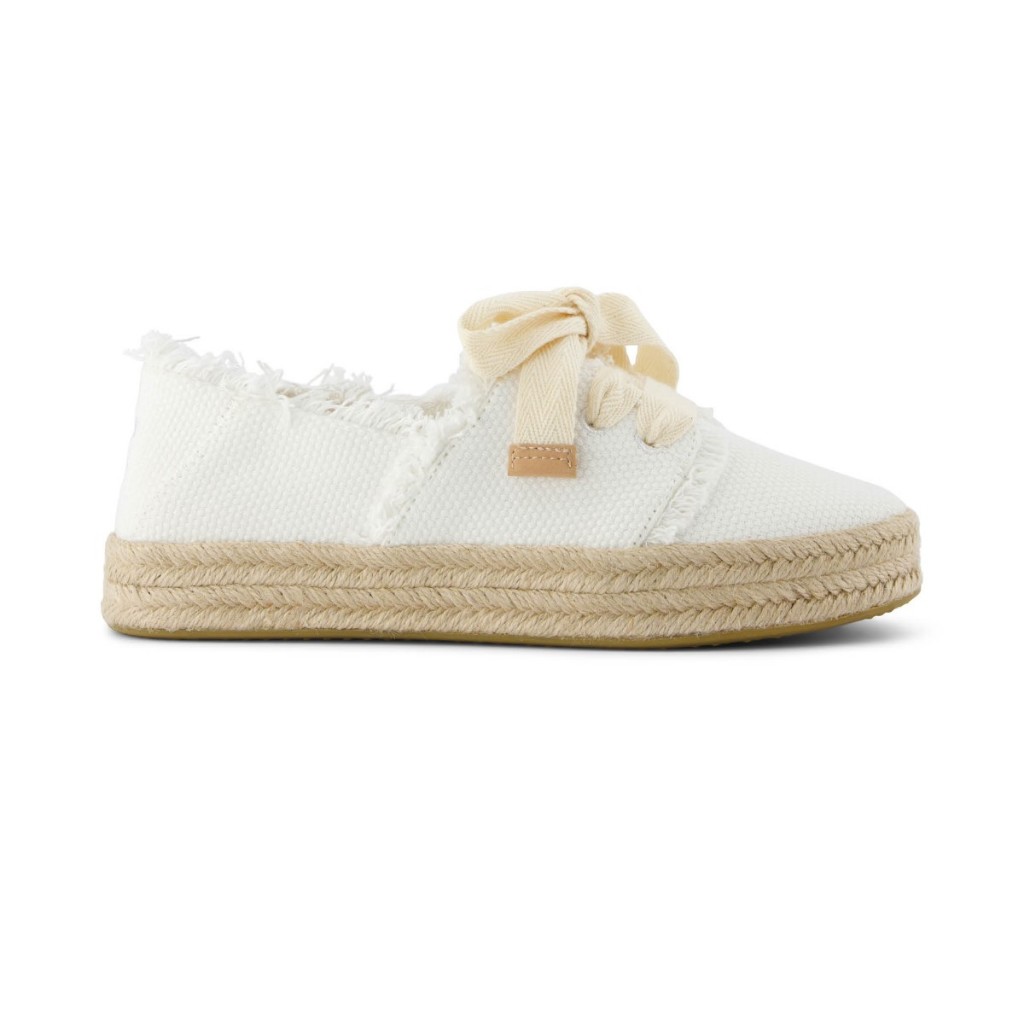 TOMS รองเท้าลำลองผู้หญิง รุ่น Carolina Lace Up White Beachside Woven Fray (CH) รองเท้าลิขสิทธิ์แท้
