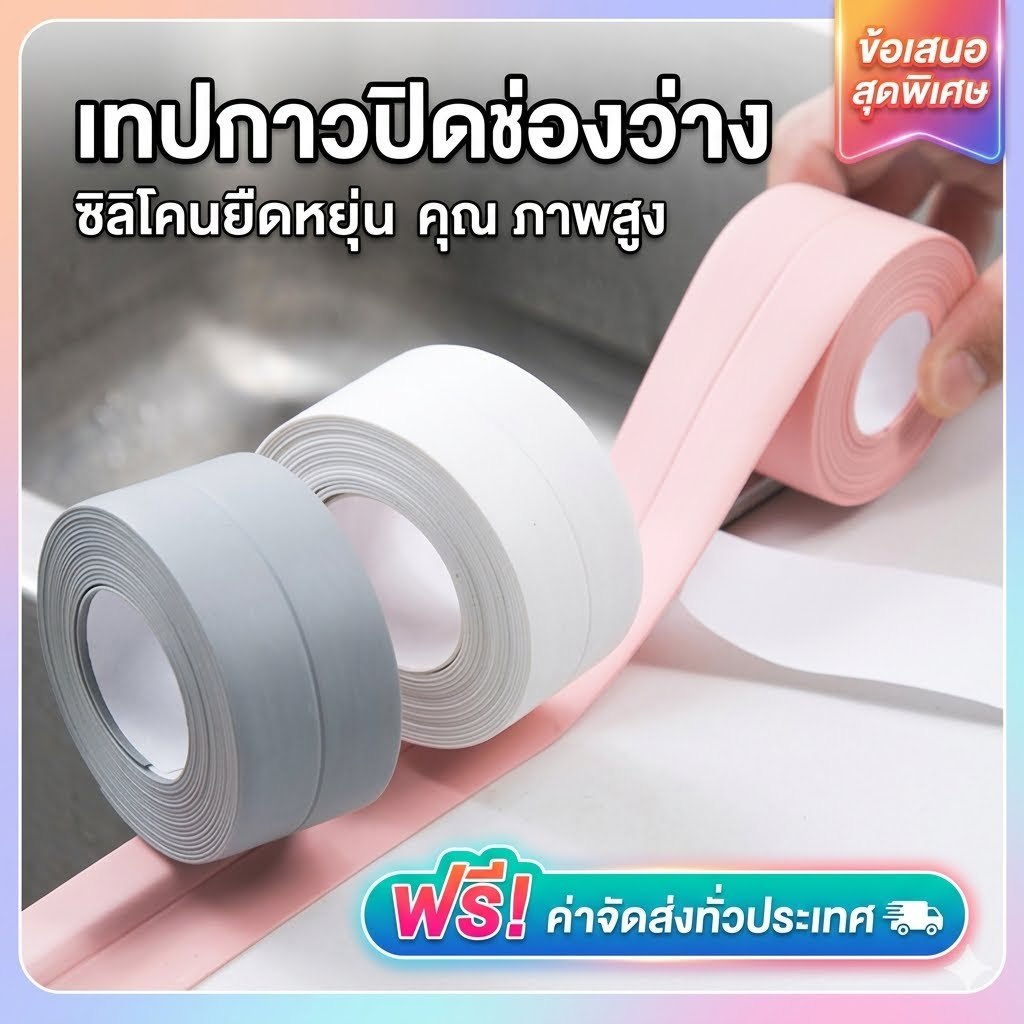 kingshopping(8811) 1 ชิ้น ห้องน้ํา กันน้ํา สติกเกอร์ติดผนัง เทปซีล PVC กาว แถบซีลขอบอ่างล้างจาน เทปครัว ห้องน้ํา