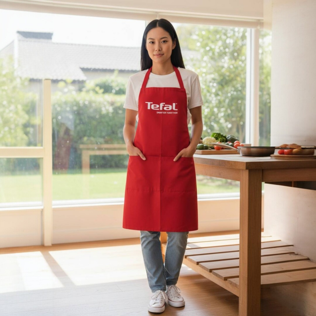 สินค้าสมนาคุณ  ผ้ากันเปื้อนโพลีเอสเทอร์ Tefal Limited สีแดง